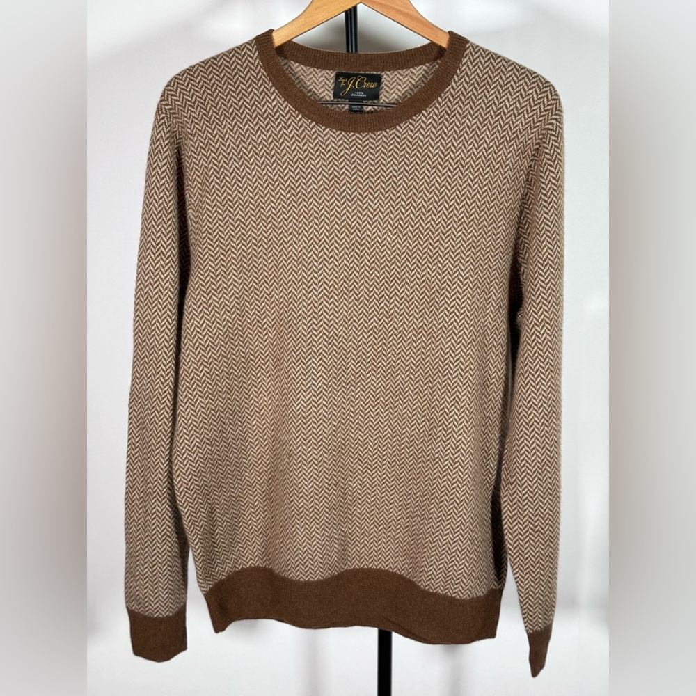 NWOT JCrew Cashmere herringbone jacquard crewneck sweater